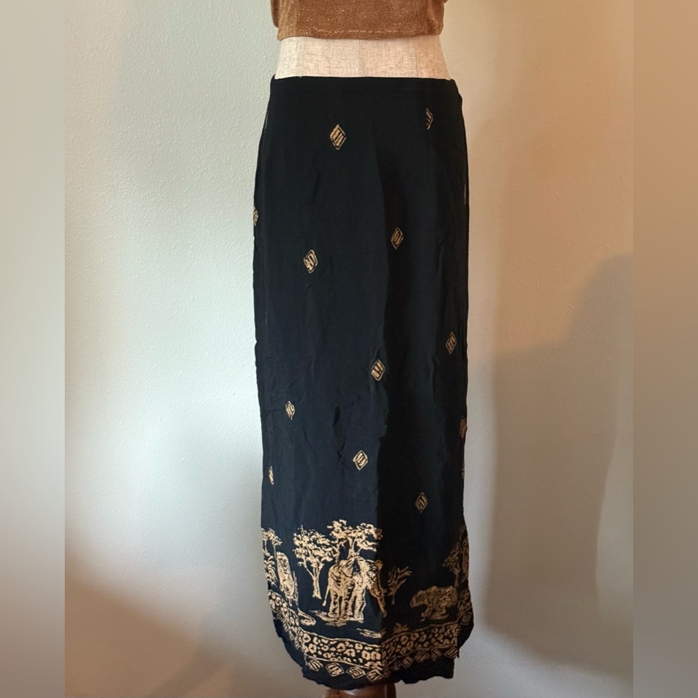 Alfred Dunner Black and Gold Maxi Skirt